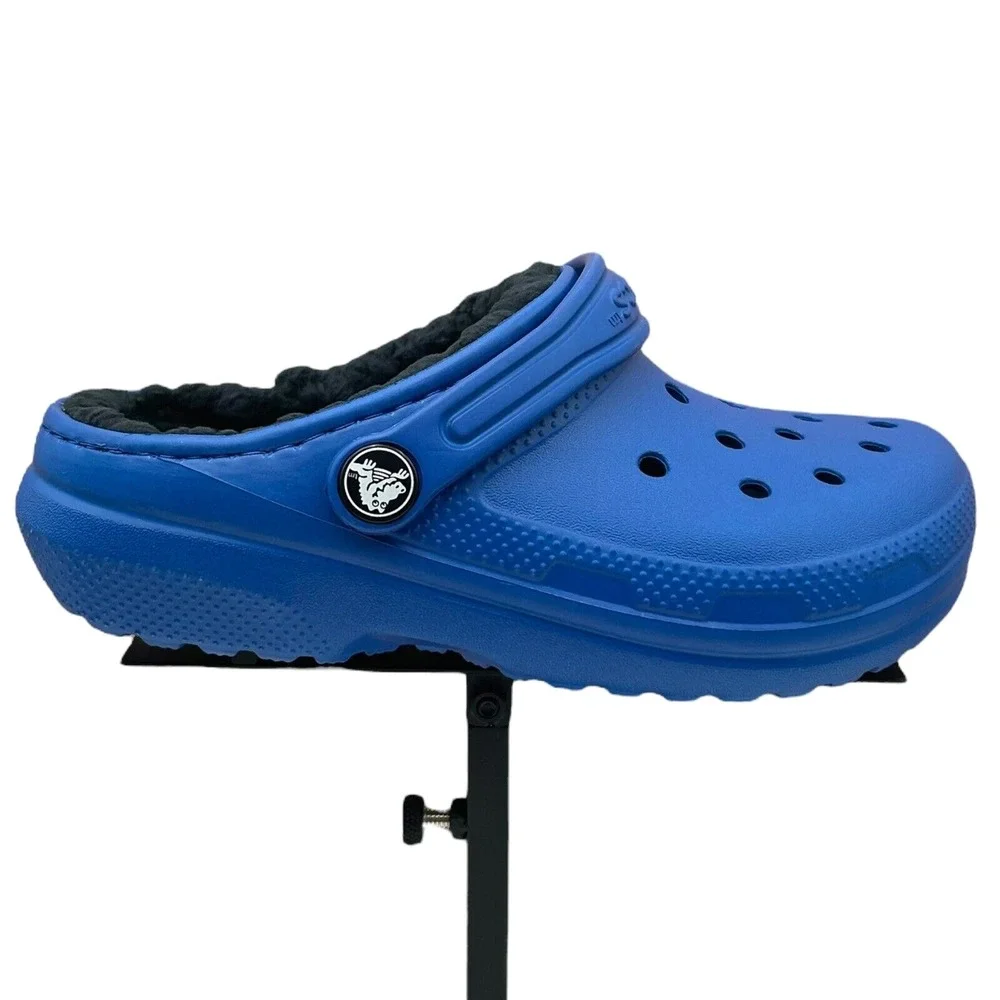 Crocs Little Boys Lined Slip on Clog Size 11 Royal Blue Warm Cozy Comfy Slippers